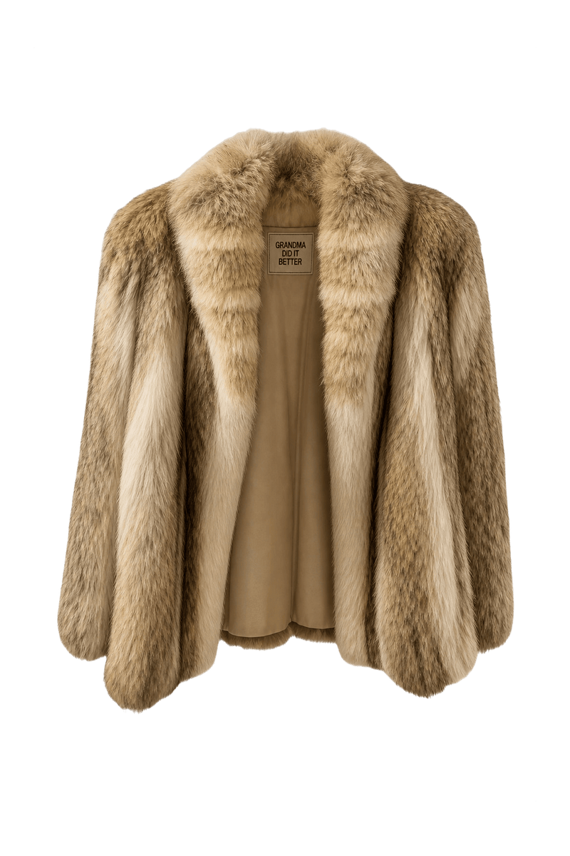 1980s Beige Fur Coat - Front View