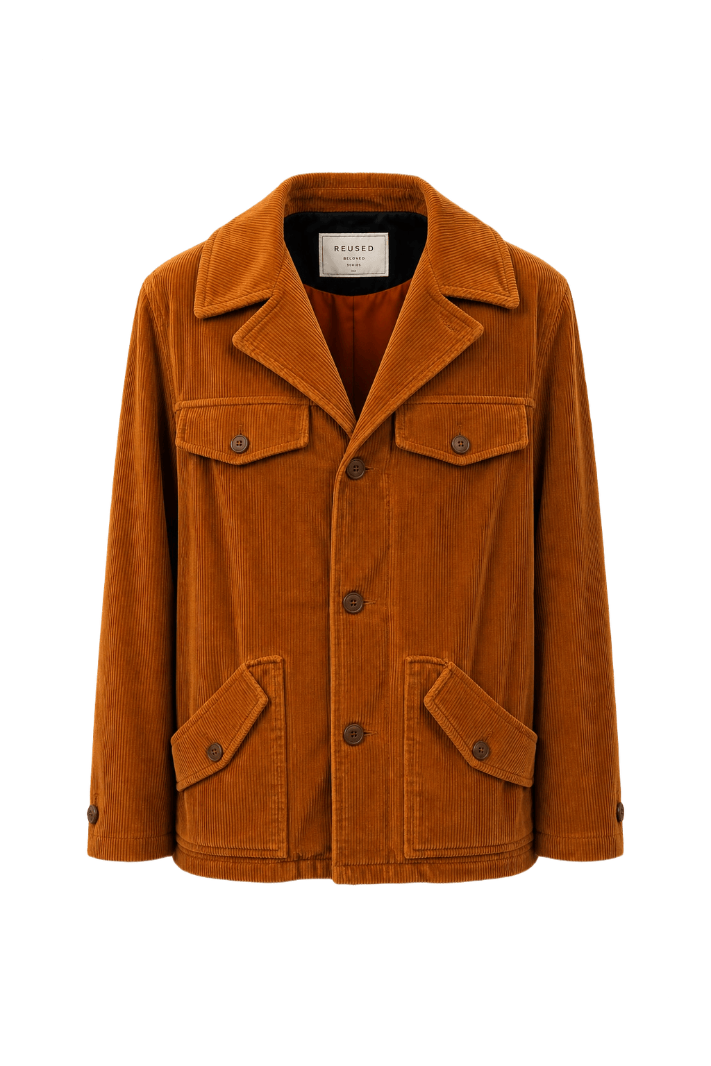 1970s Rust Orange Corduroy Jacket - Front View