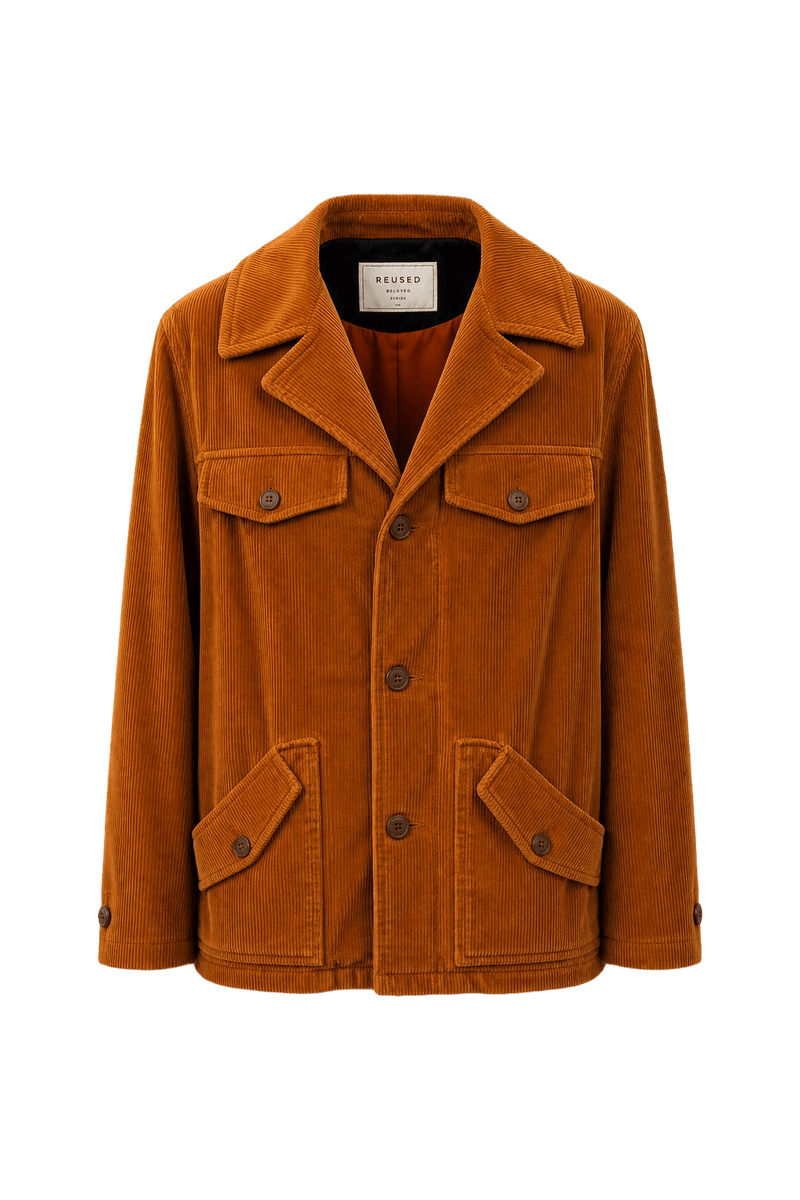 1970s Rust Orange Corduroy Jacket - Front View