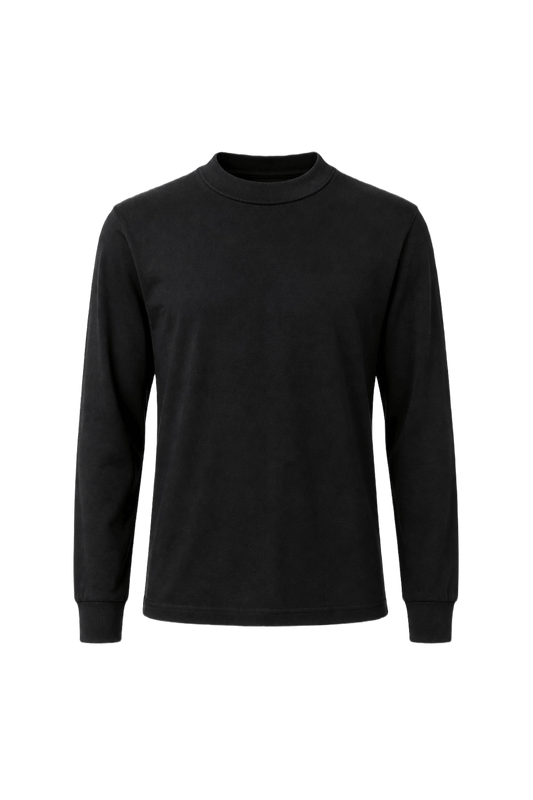 1990s Black Cotton Long-Sleeve T-Shirt - Front View