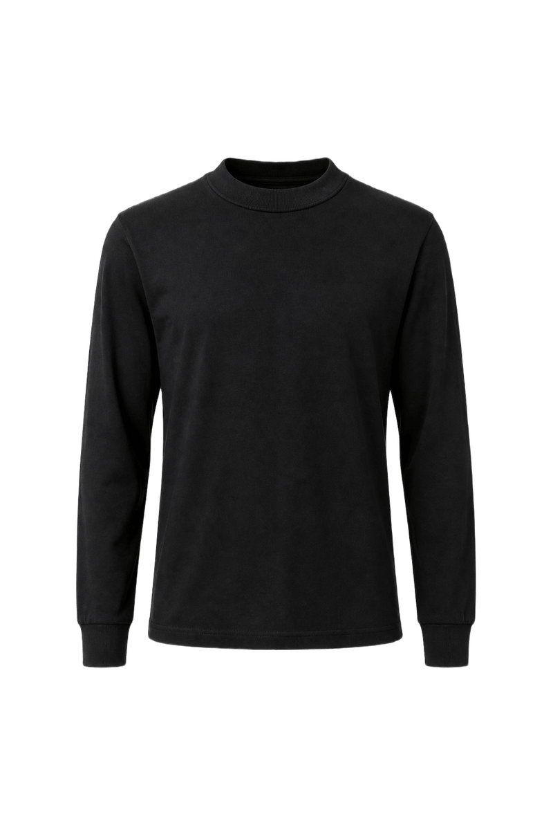 1990s Black Cotton Long-Sleeve T-Shirt - Front View