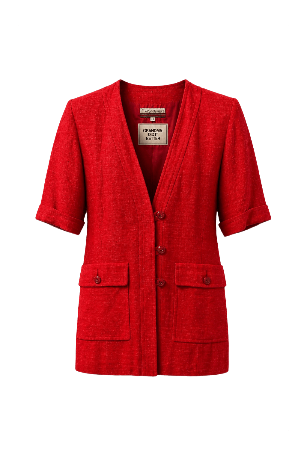 1980s Red Wool Blend Jacket - Front View