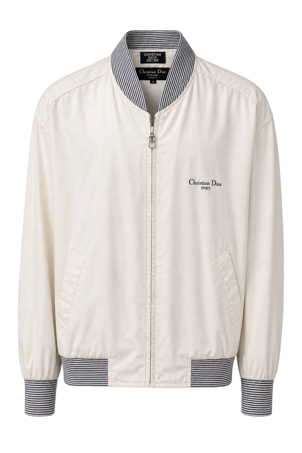 1990s White Cotton Blend Jacket - Front View