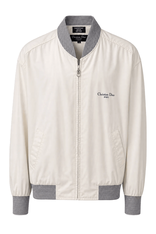 1990s White Cotton Blend Jacket - Front View