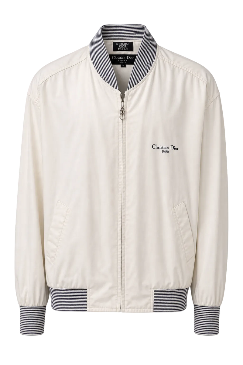 1990s White Cotton Blend Jacket - Front View