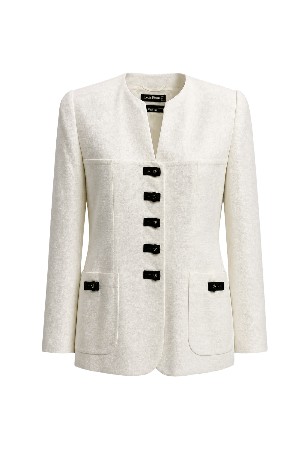 1980s Cream White Viscose Blazer - Front View