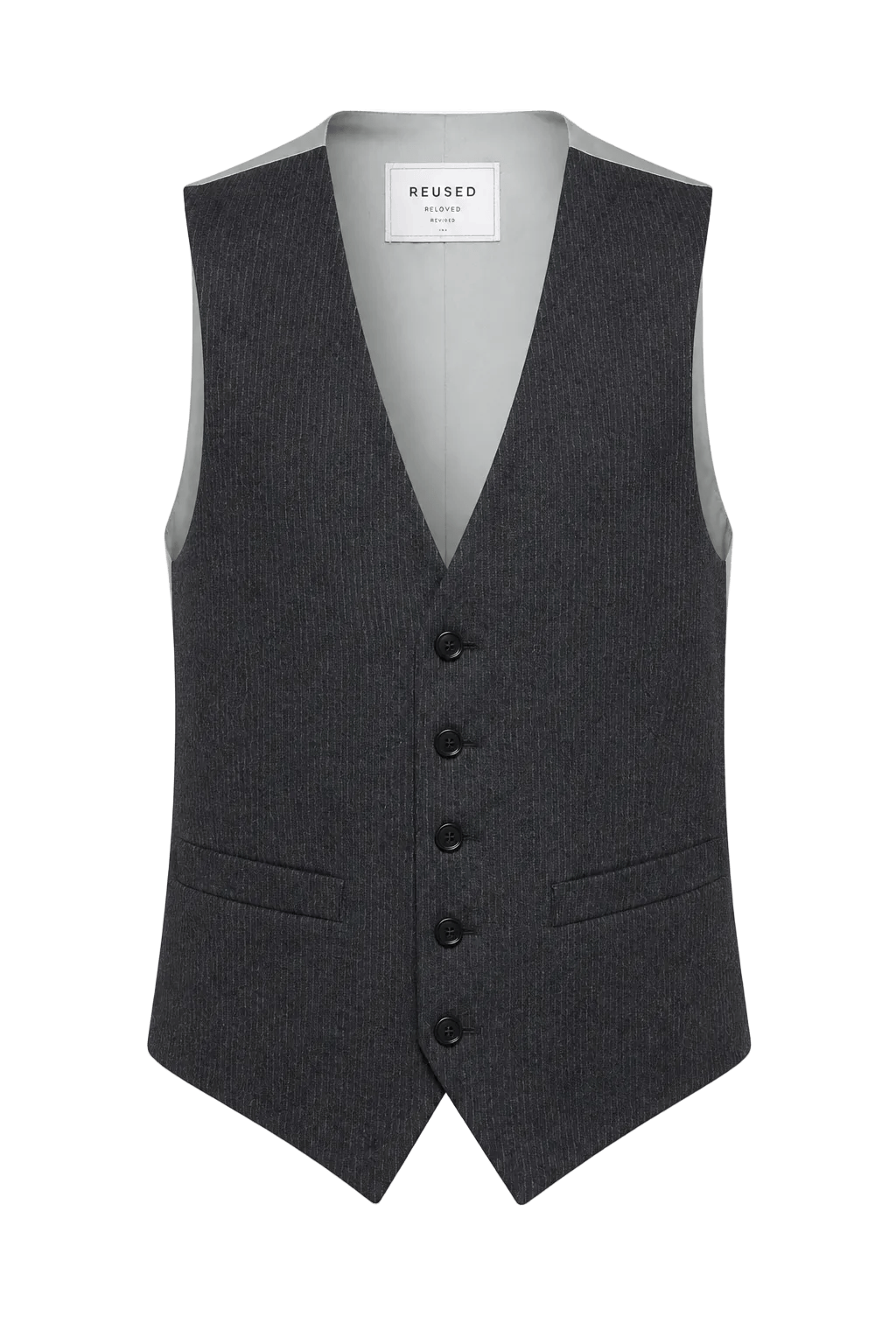 1970s Charcoal Grey Wool Blend Vest - Front View