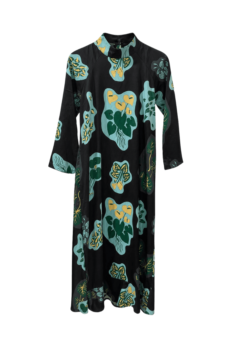 1970s Black Cotton Blend Shift Dress - Front View