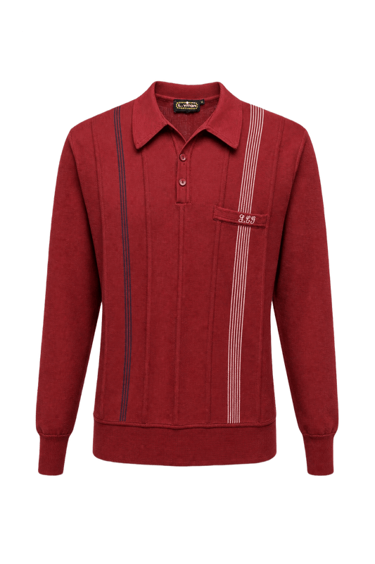 1970s Red Cotton Blend Polo - Front View