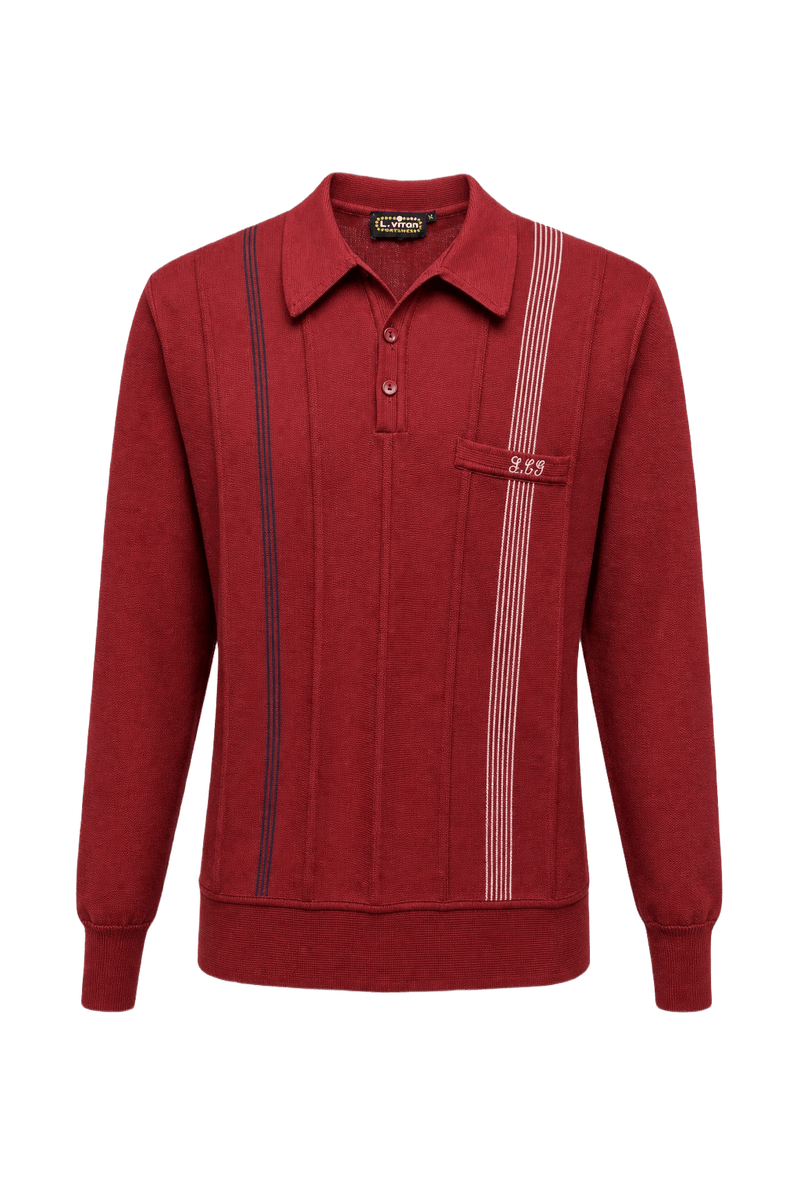 1970s Red Cotton Blend Polo - Front View