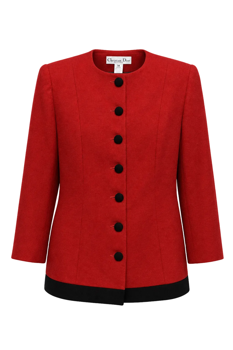1980s Red Wool Blazer - Front View