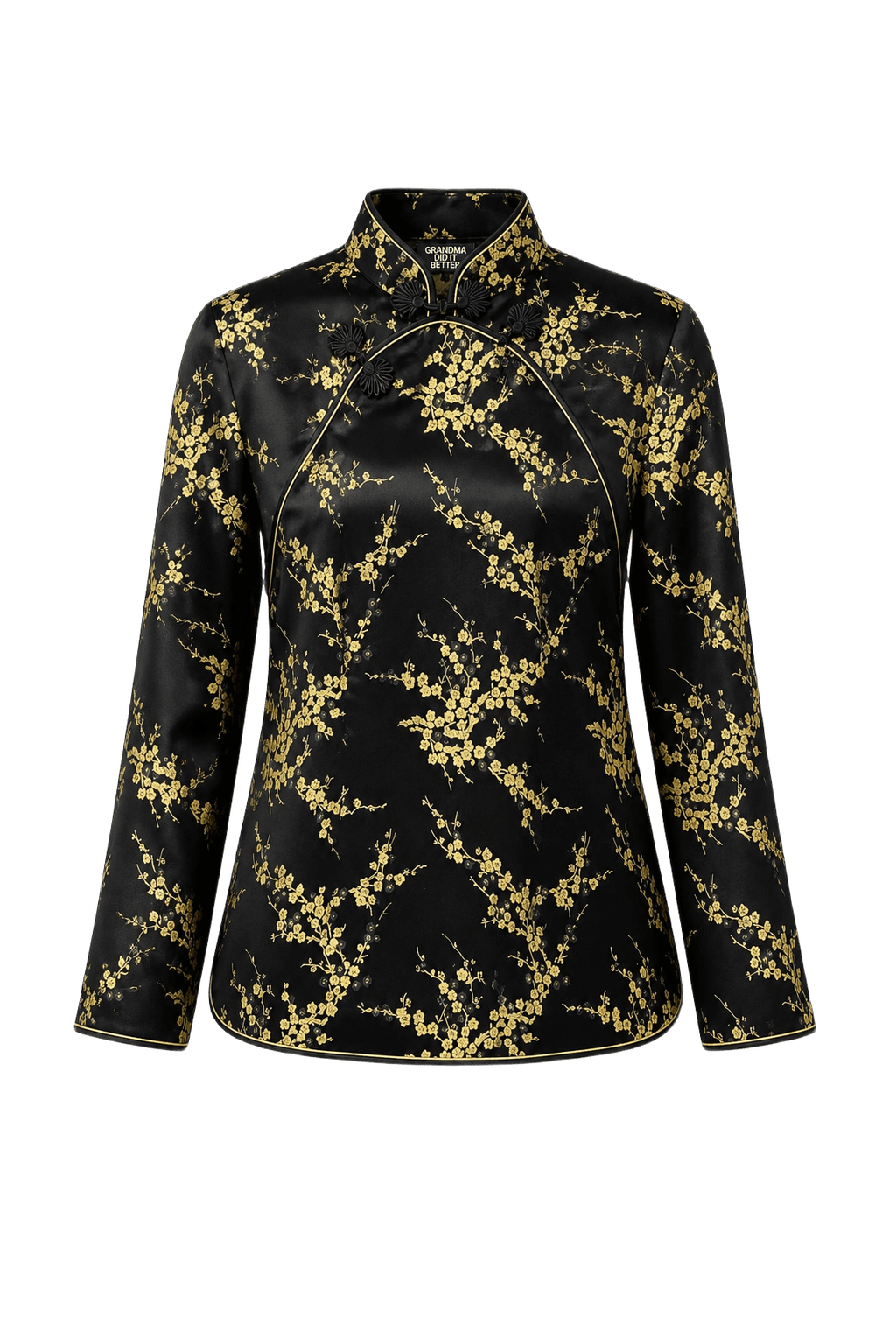 1990s Black Silk Blend Blouse - Front View