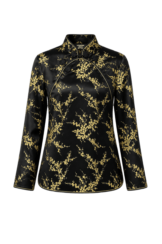 1990s Black Silk Blend Blouse - Front View