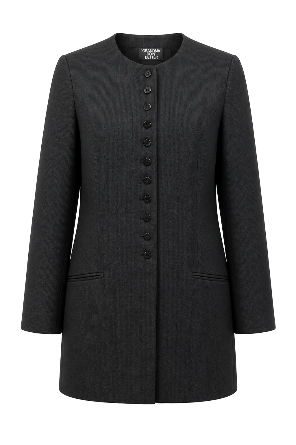 1980s Black Wool Blend Jacket - Front View