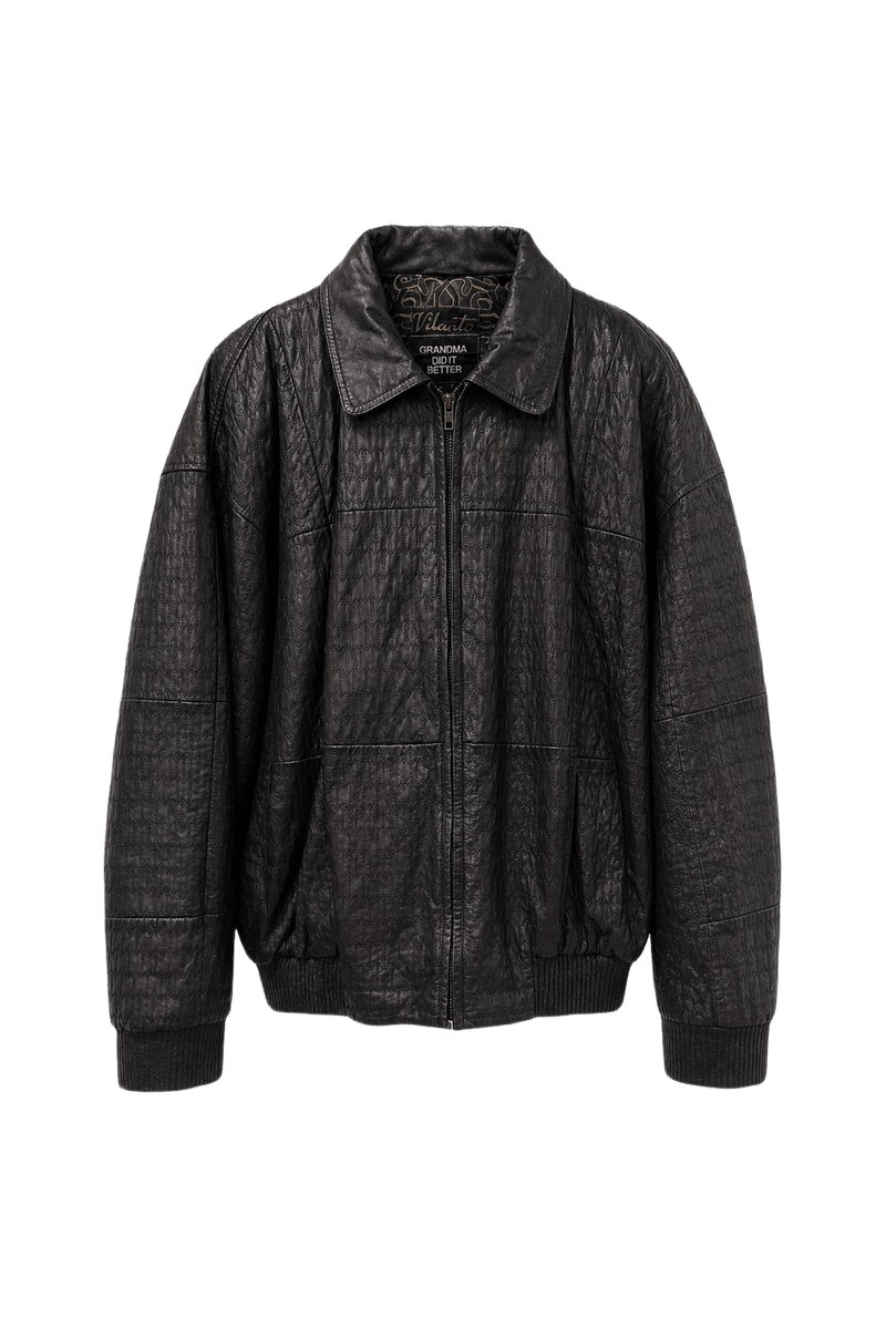 1980s Black Leather Jacket - Front View