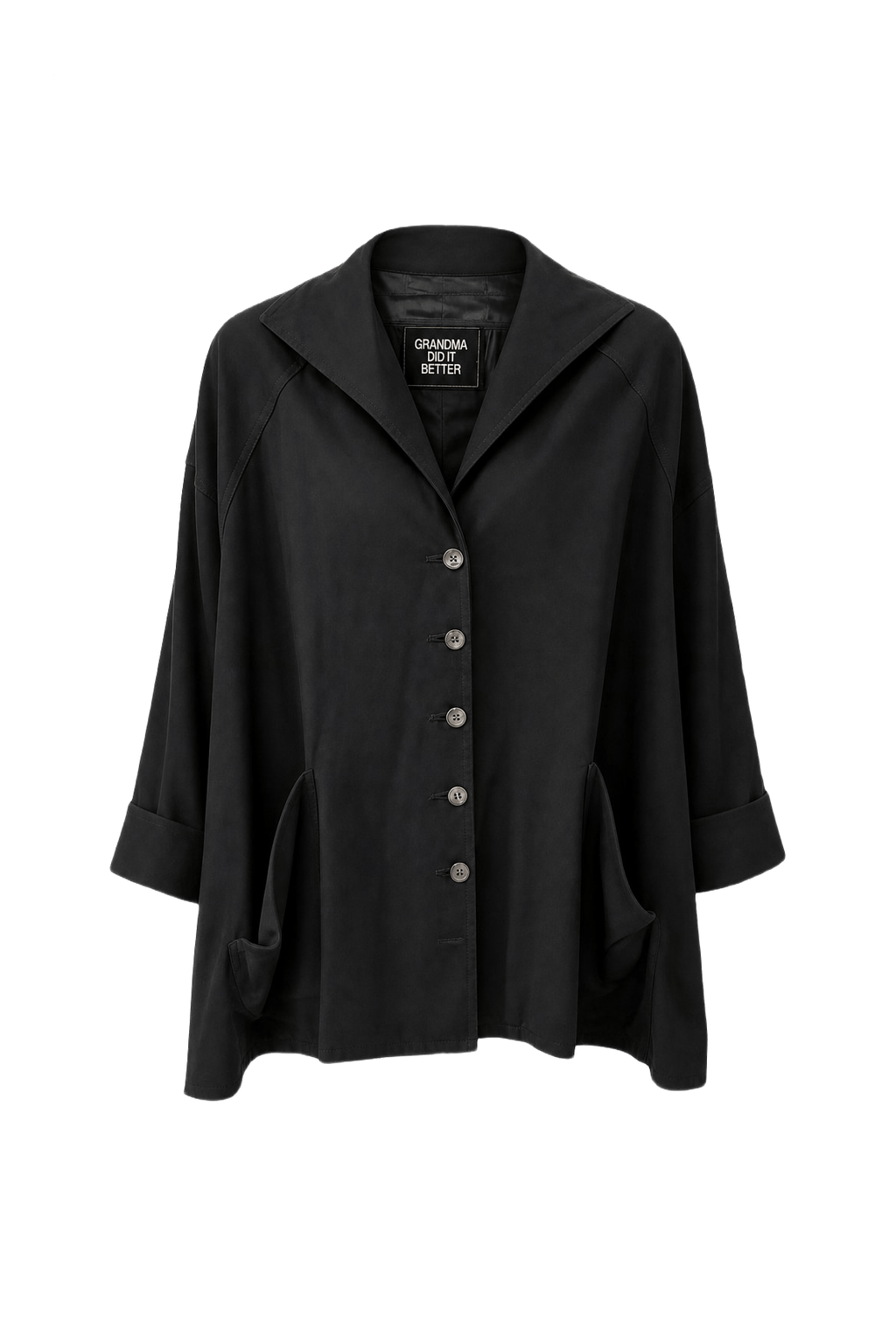 1980s Black Polyester Blazer - Front View