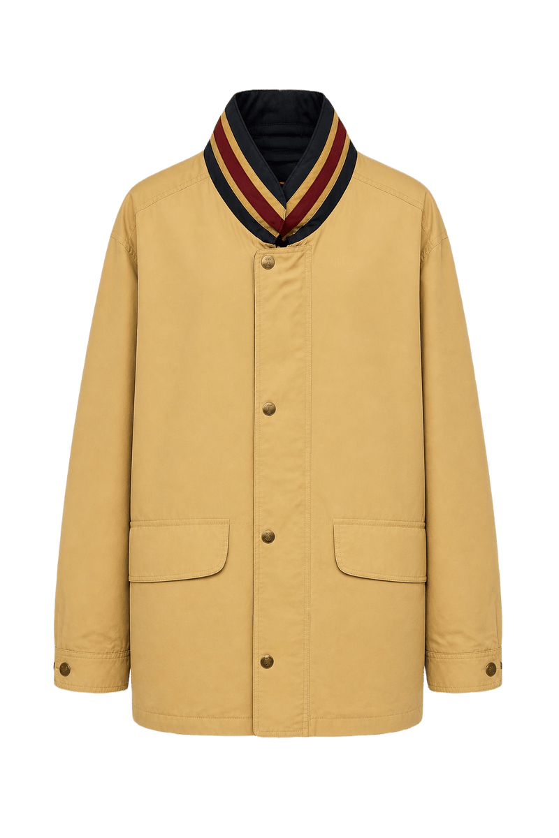 1980s Tan Cotton Blend Jacket - Front View