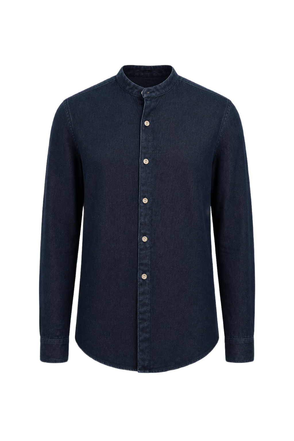 1970s Dark Blue Denim Shirt - Front View
