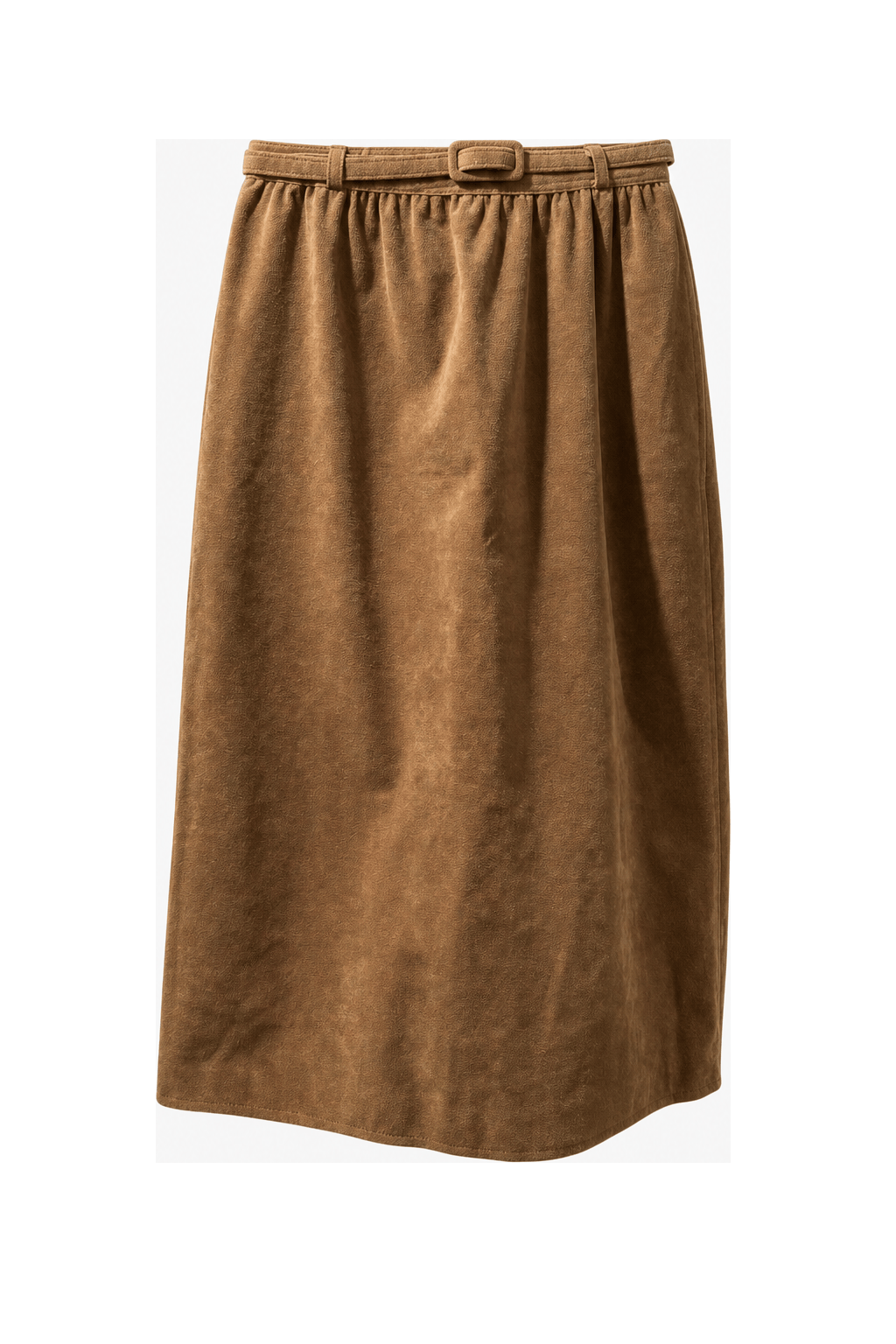 1990s Camel Tan Cotton Blend Skirt - Front View
