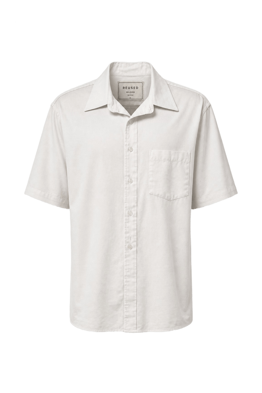 1990s White Cotton Button-Down Shirt - Front View