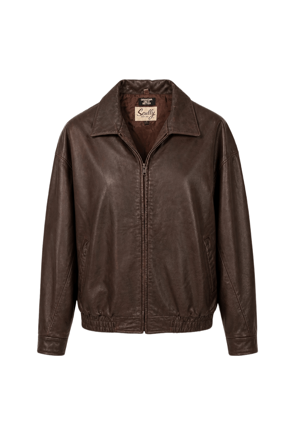 1980s Dark Brown Leather Jacket - Front View