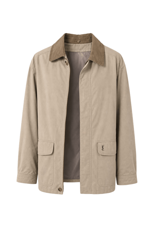 1980s Beige Cotton Jacket - Front View