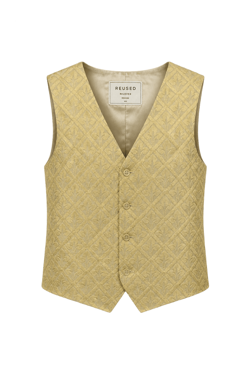 1970s Gold Satin Vest - Front View