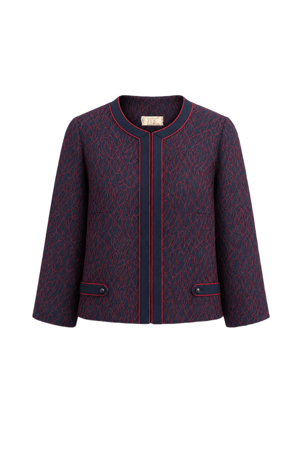 1960s Navy Blue Polyester Jacket - Front View