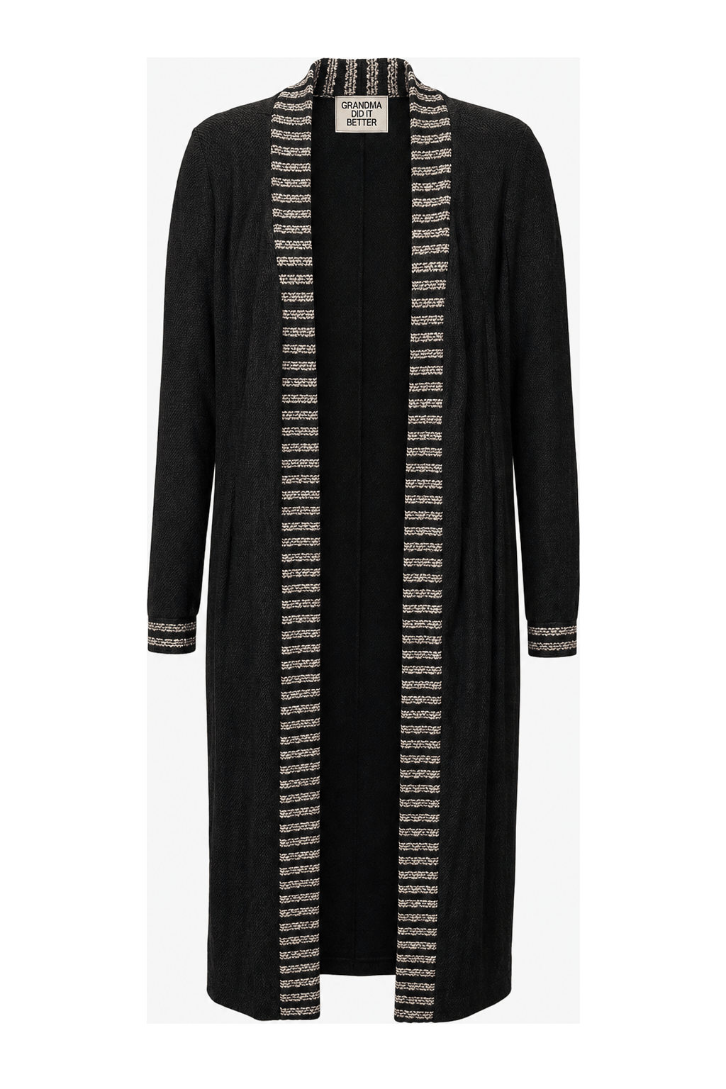 1990s Black Wool Blend Coat - Front View