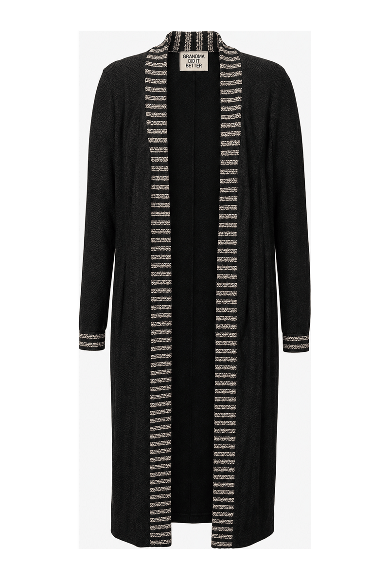 1990s Black Wool Blend Coat - Front View