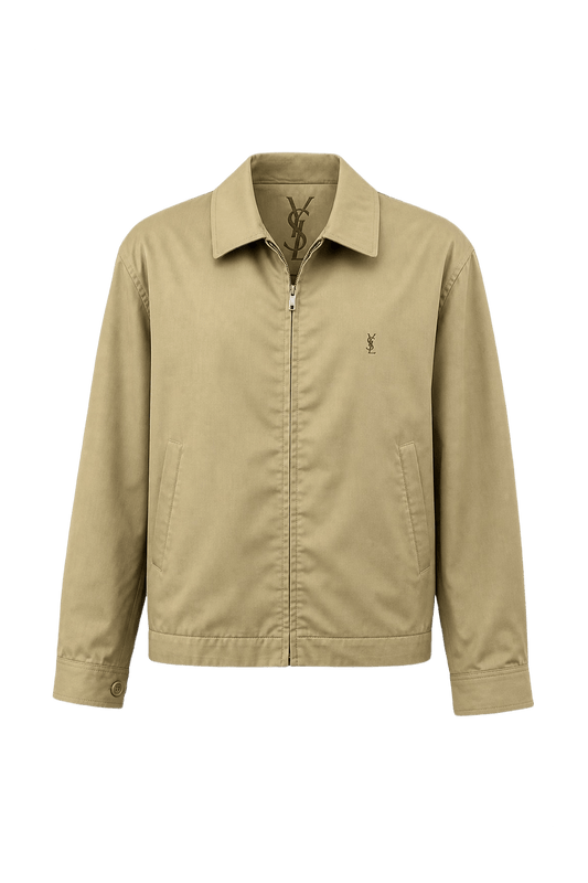 1980s Beige Cotton Blend Jacket - Front View