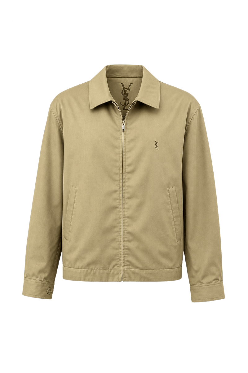 1980s Beige Cotton Blend Jacket - Front View