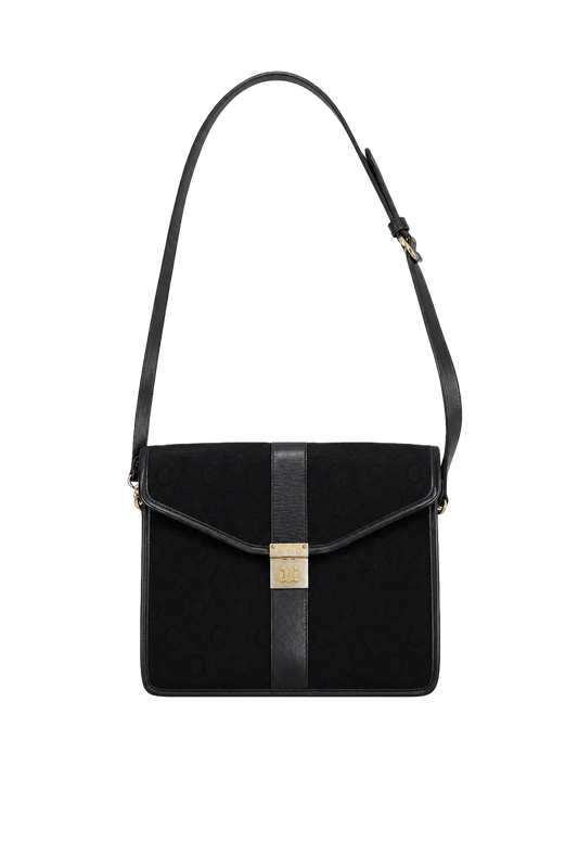1980s Black Leather Bag - Front View