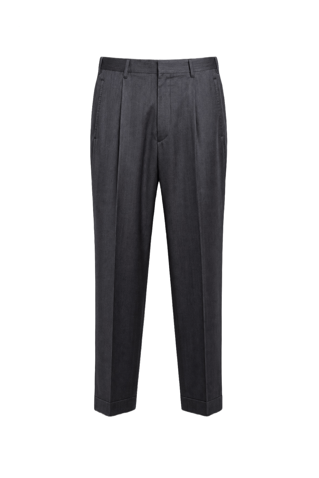 1960s Charcoal Grey Wool Blend Trousers - Front View