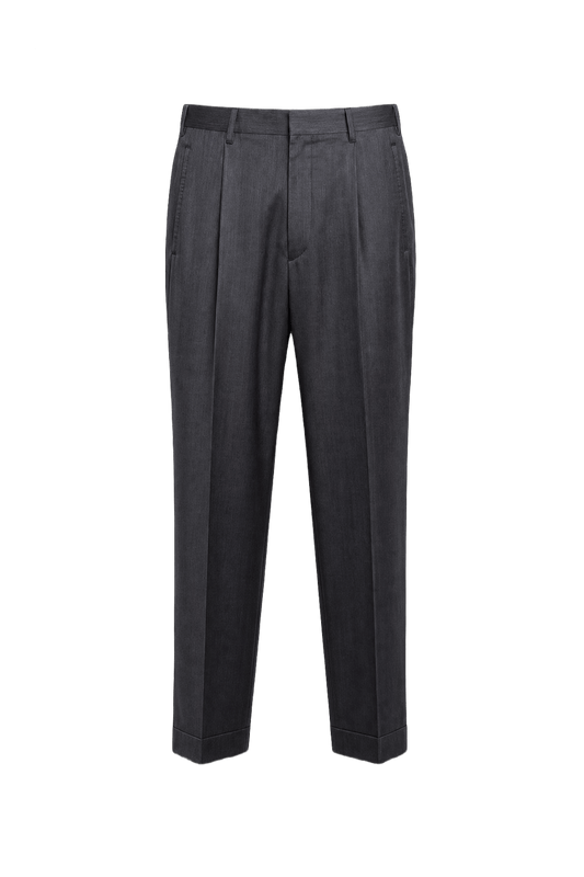 1960s Charcoal Grey Wool Blend Trousers - Front View