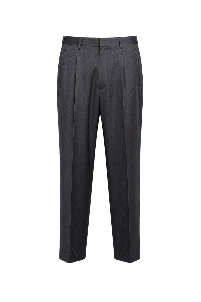 1960s Charcoal Grey Wool Blend Trousers - Front View