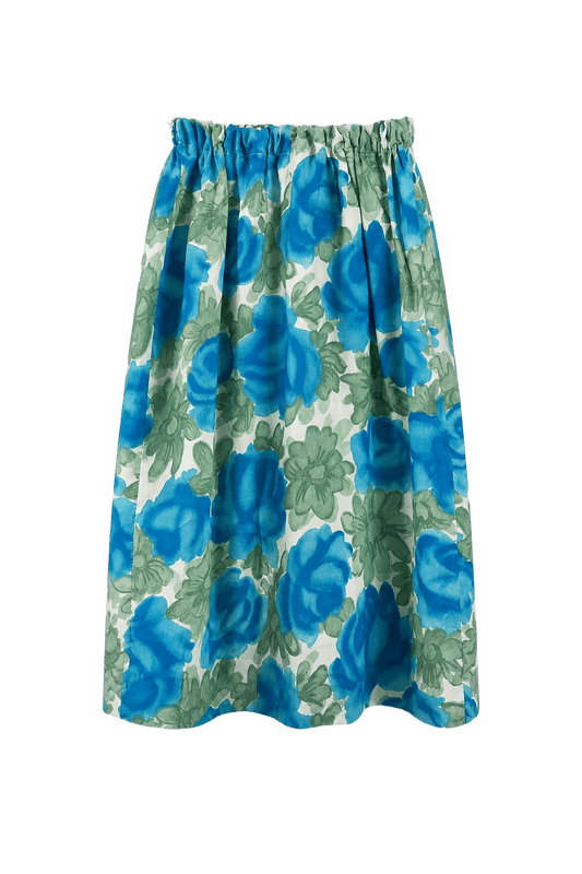 1960s Blue Cotton Skirt - Front View