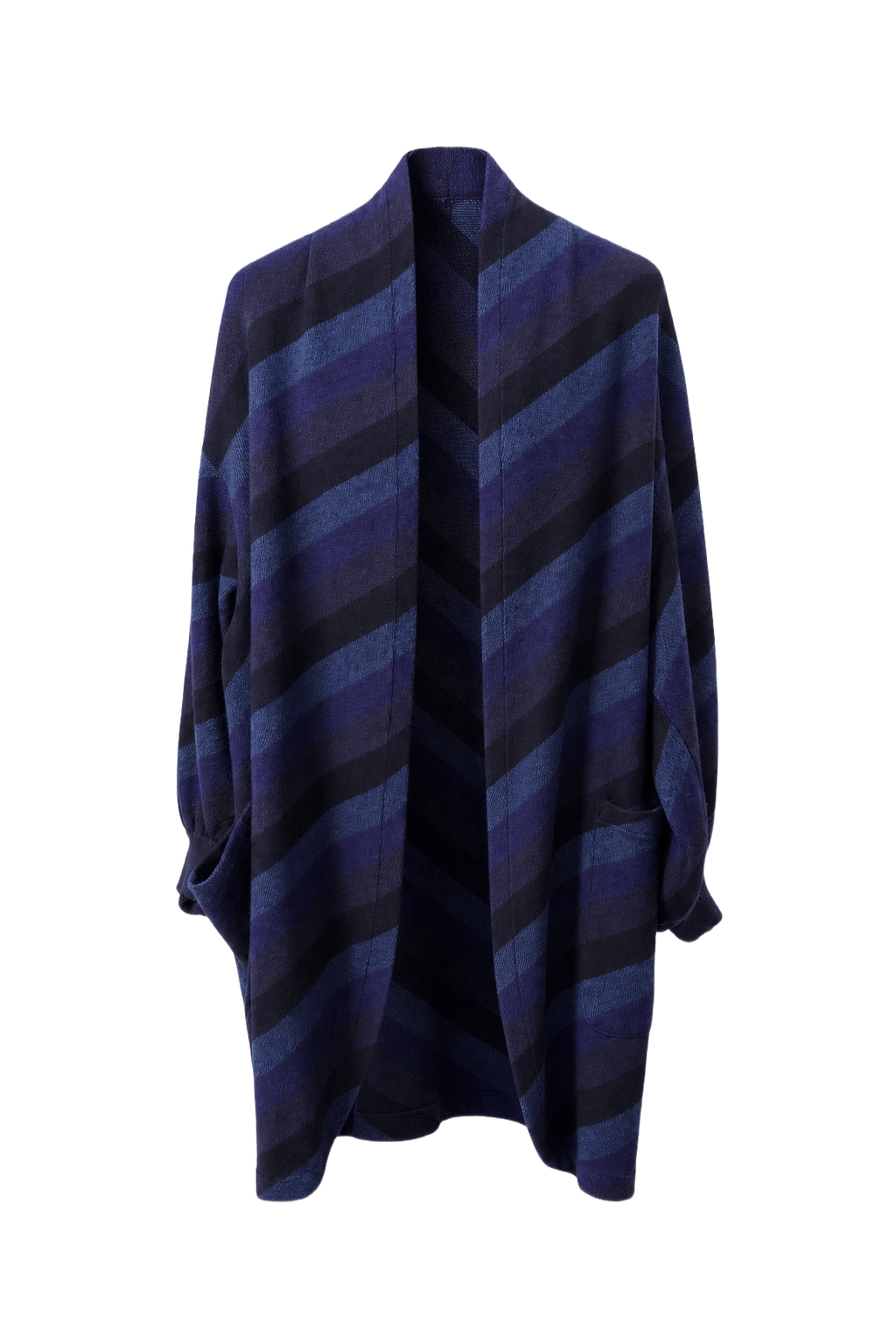 1980s Navy Blue Wool Blend Cardigan - Front View