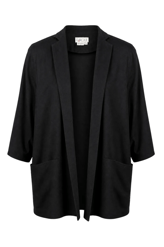 1990s Black Cotton Blazer - Front View