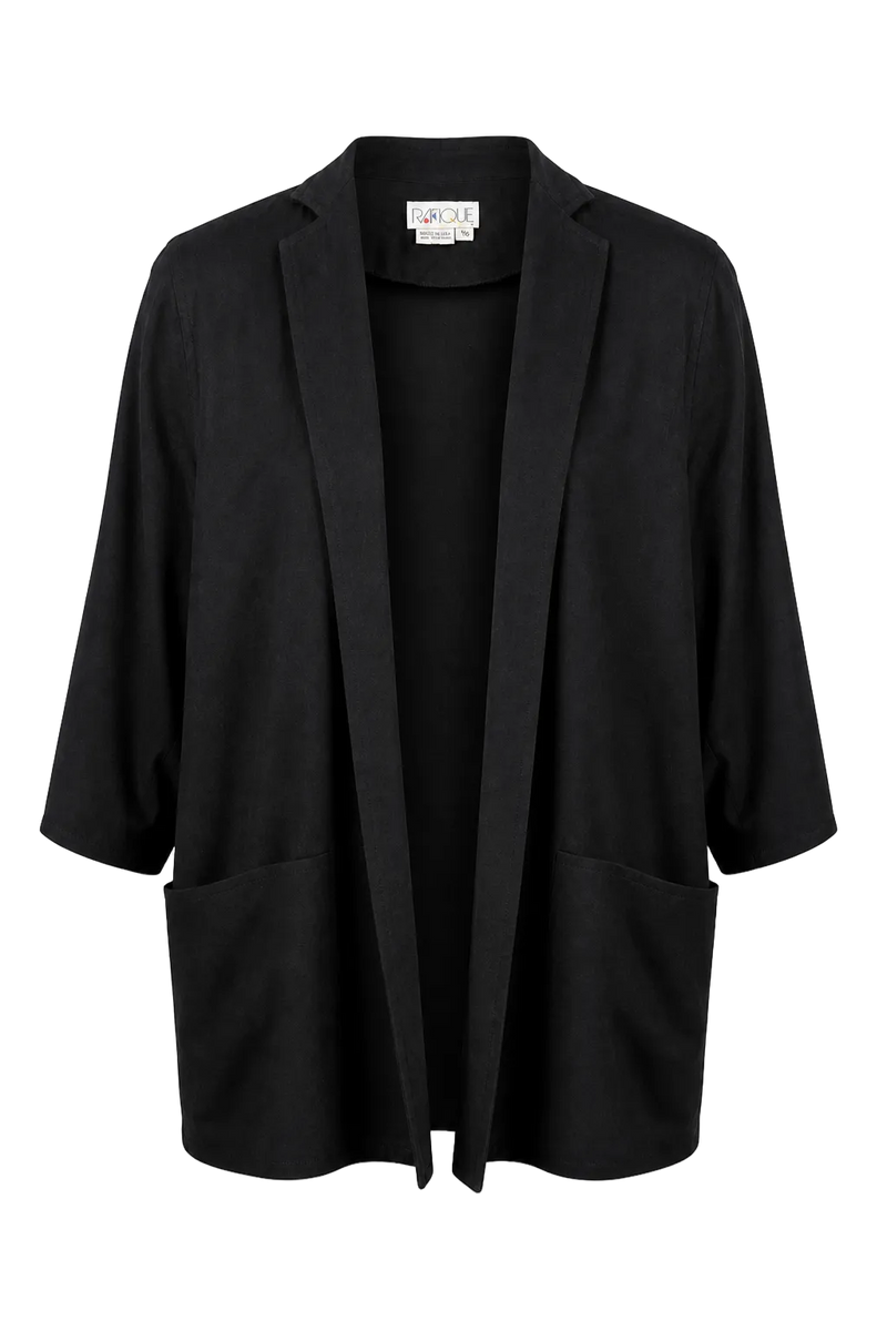 1990s Black Cotton Blazer - Front View