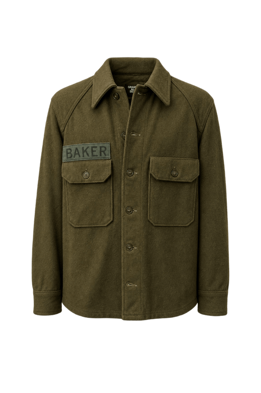 1940s Army Green Wool Jacket - Front View