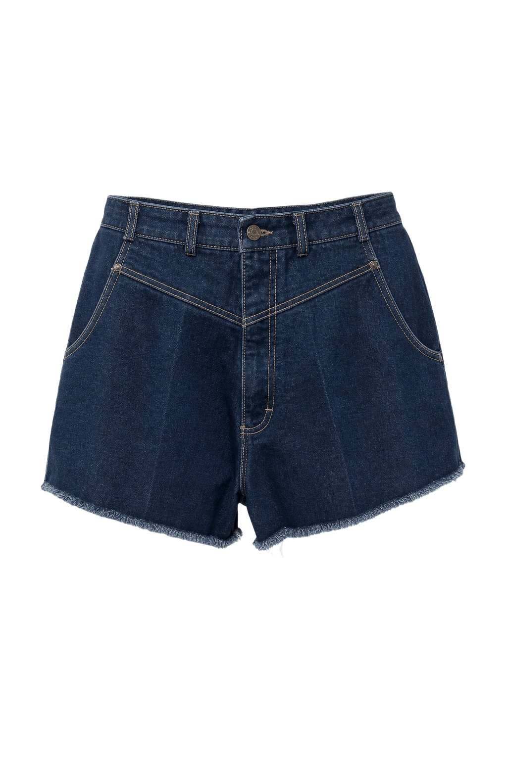 1980s Dark Blue Denim Shorts - Front View
