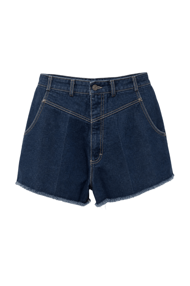 1980s Dark Blue Denim Shorts - Front View