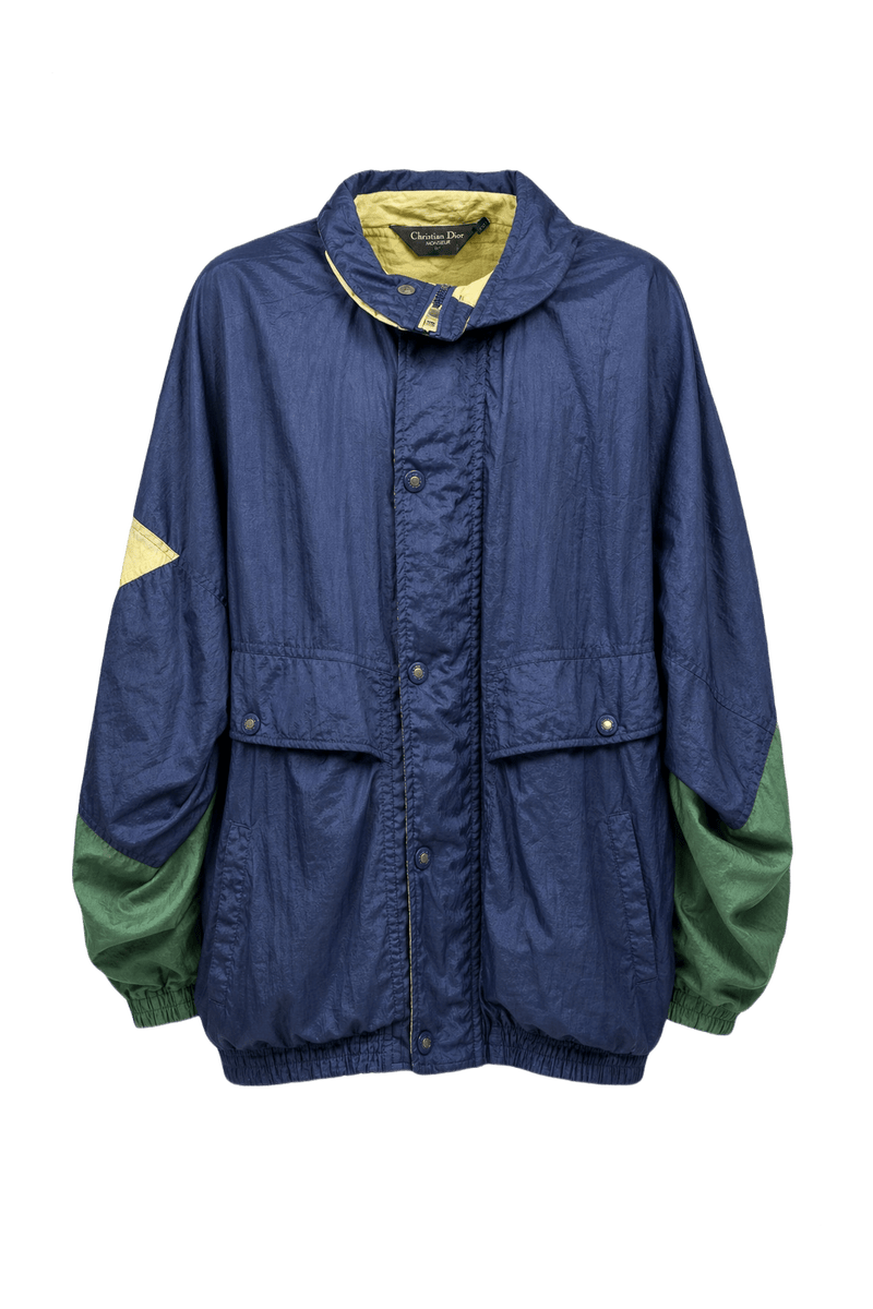 1980s Navy Blue Nylon Jacket - Front View