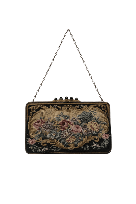 1930s Multicolor Fabric Bag - Front View