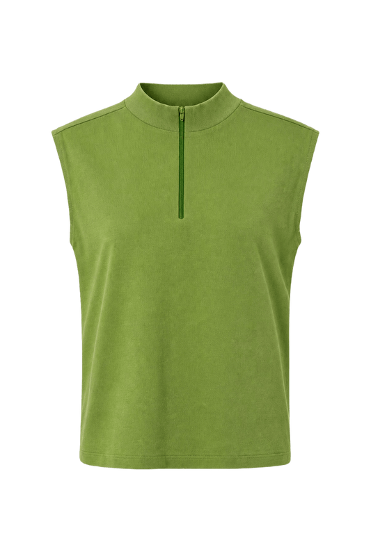 1960s Lime Green Cotton Tank Top - Front View