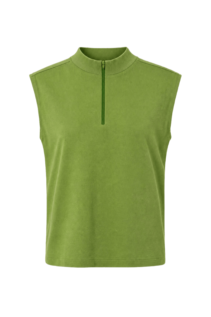 1960s Lime Green Cotton Tank Top - Front View