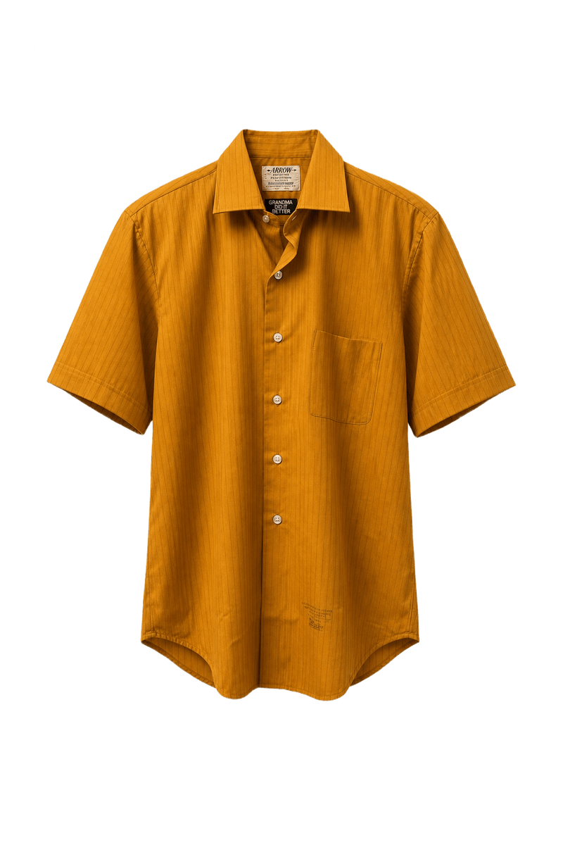 1980s Bright Orange Cotton Blend Shirt - Front View