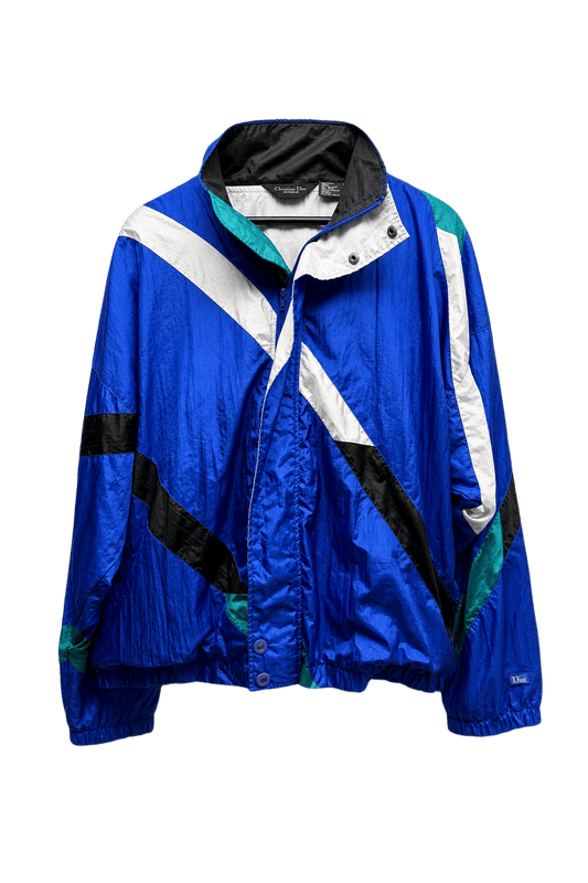 1980s Blue Nylon Windbreaker - Front View