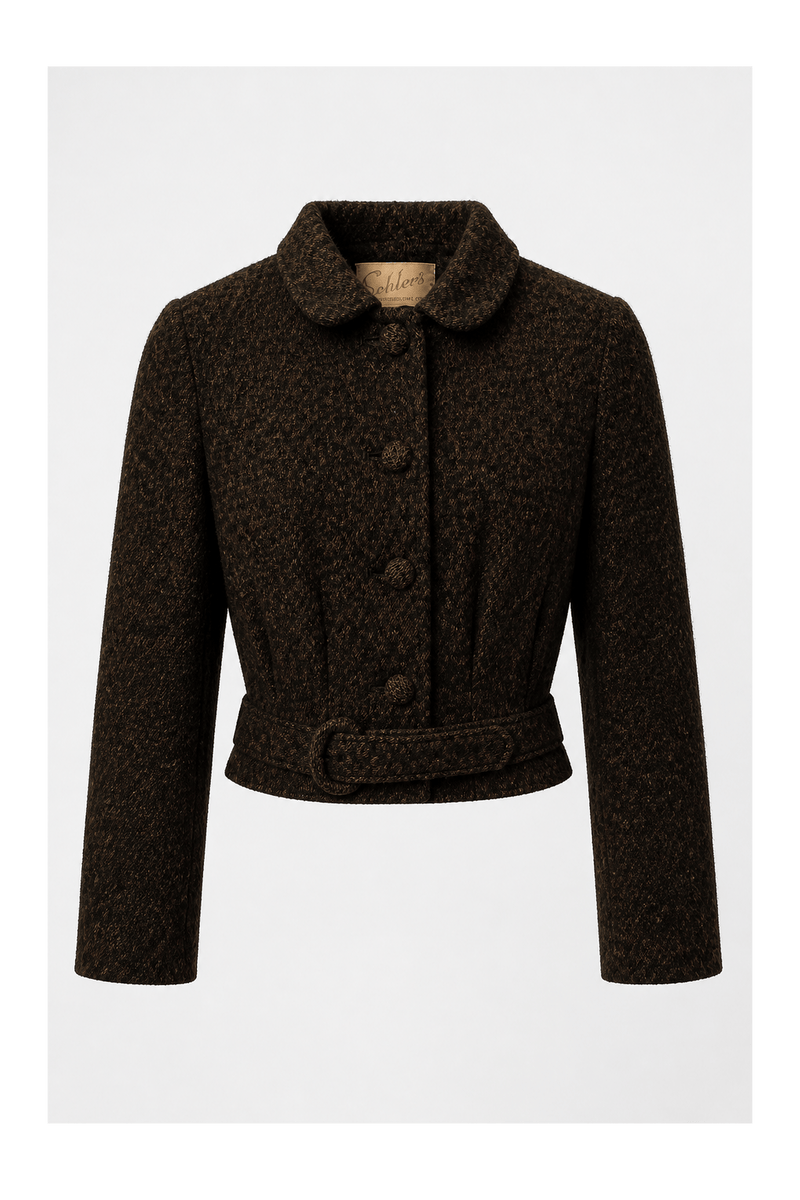 1950s Brown Wool Blend Jacket - Front View